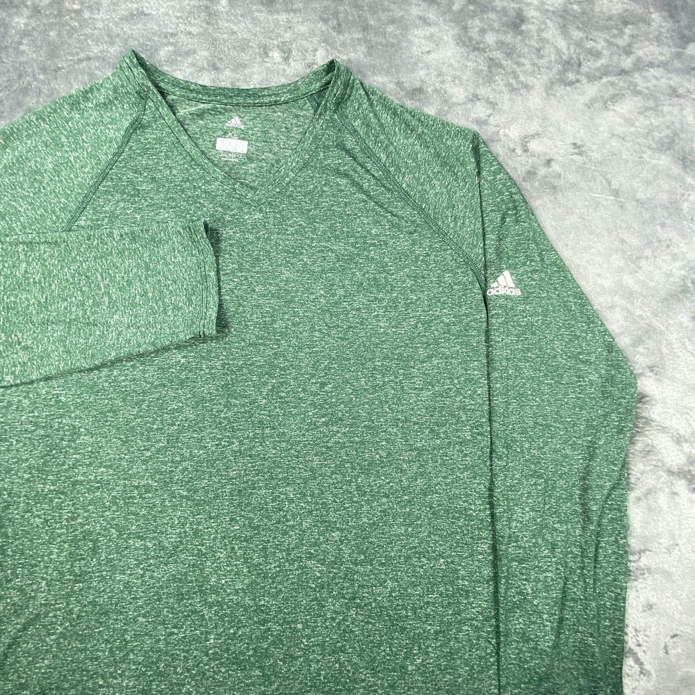 Adidas Shirt Mens XL Green Long Sleeve Climalite Compression Base Layer Top